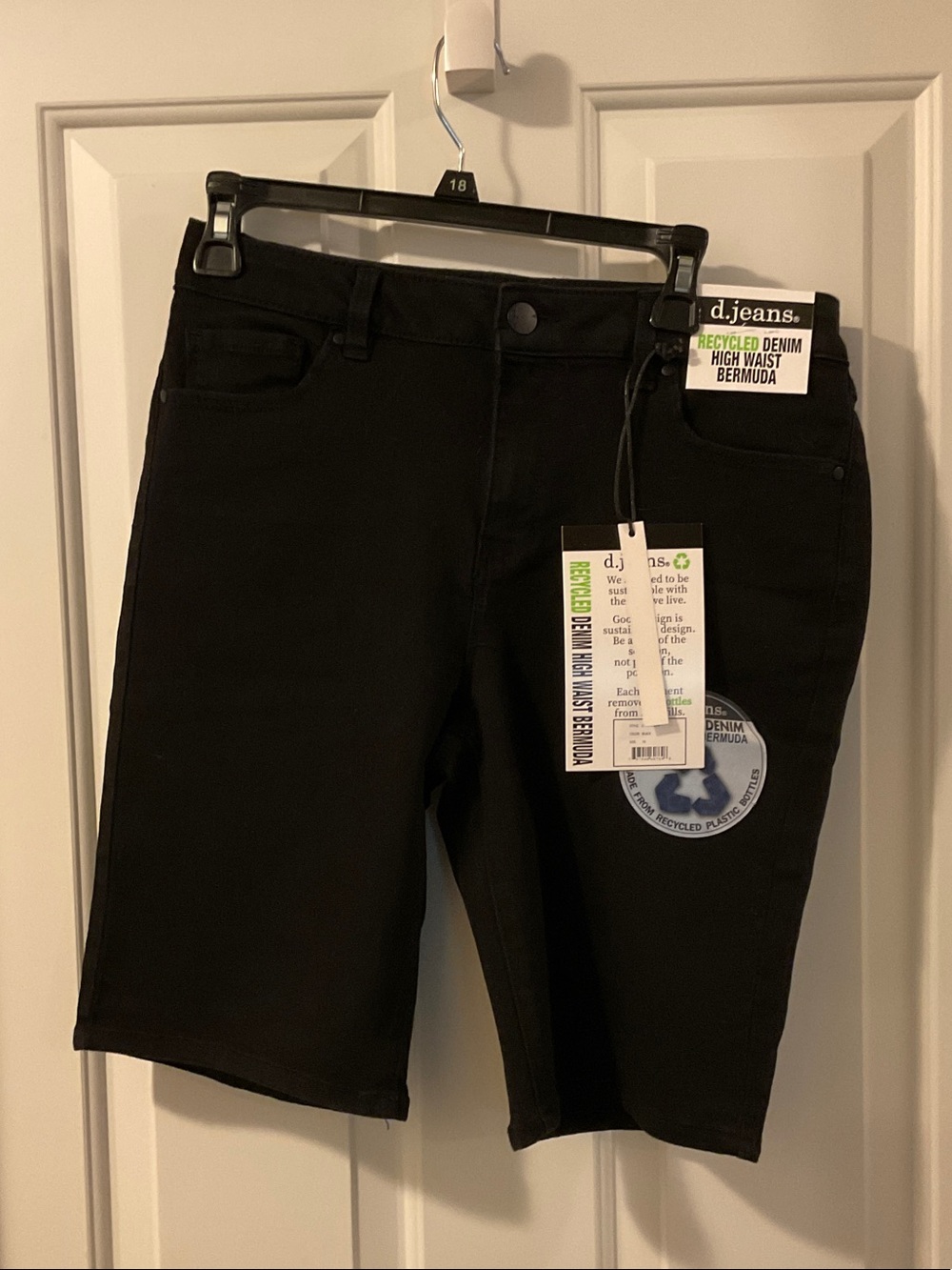 d. jeans Black High Waist Bermuda Denim Shorts Size 10 NWTs
